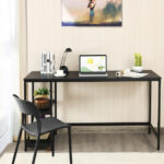 47 Inch Black Computer Desk with Adjustable Shelf