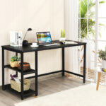 47 Inch Black Computer Desk with Adjustable Shelf