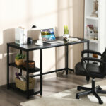 47 Inch Black Computer Desk with Adjustable Shelf