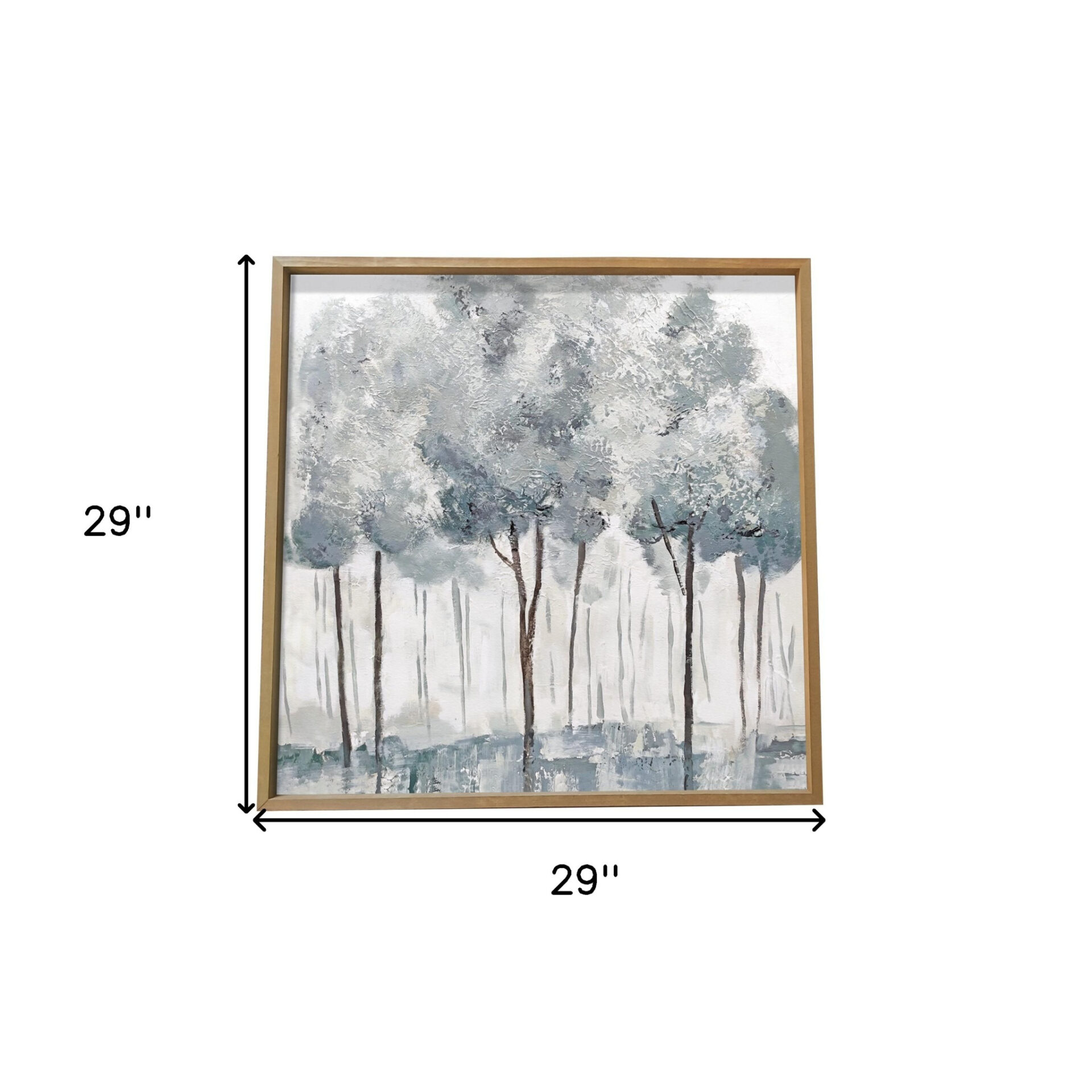29” Modern Blue Gray Forest Canvas Wall Art with Frame - Image 7
