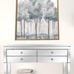 29” Modern Blue Gray Forest Canvas Wall Art with Frame