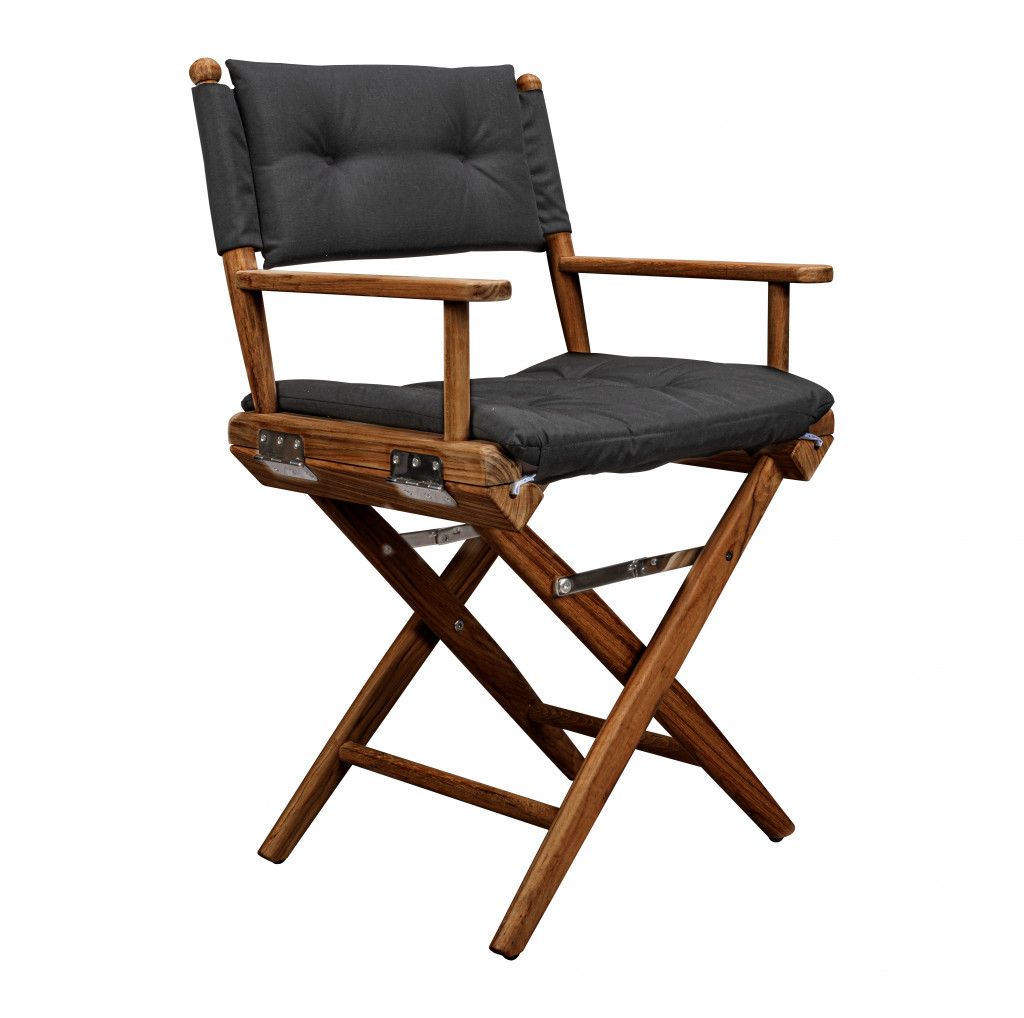 23 Black and Natural Wood Director Chair with Black Cushion