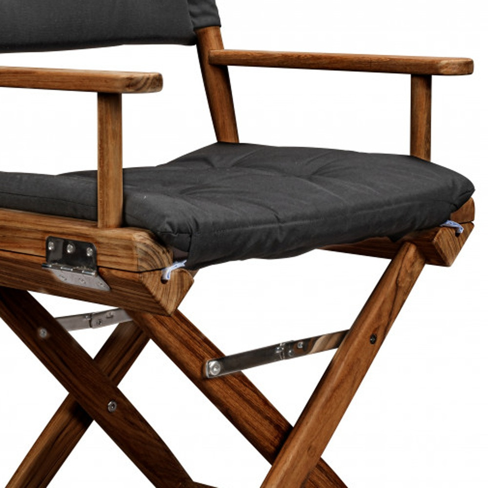 23 Black and Natural Wood Director Chair with Black Cushion