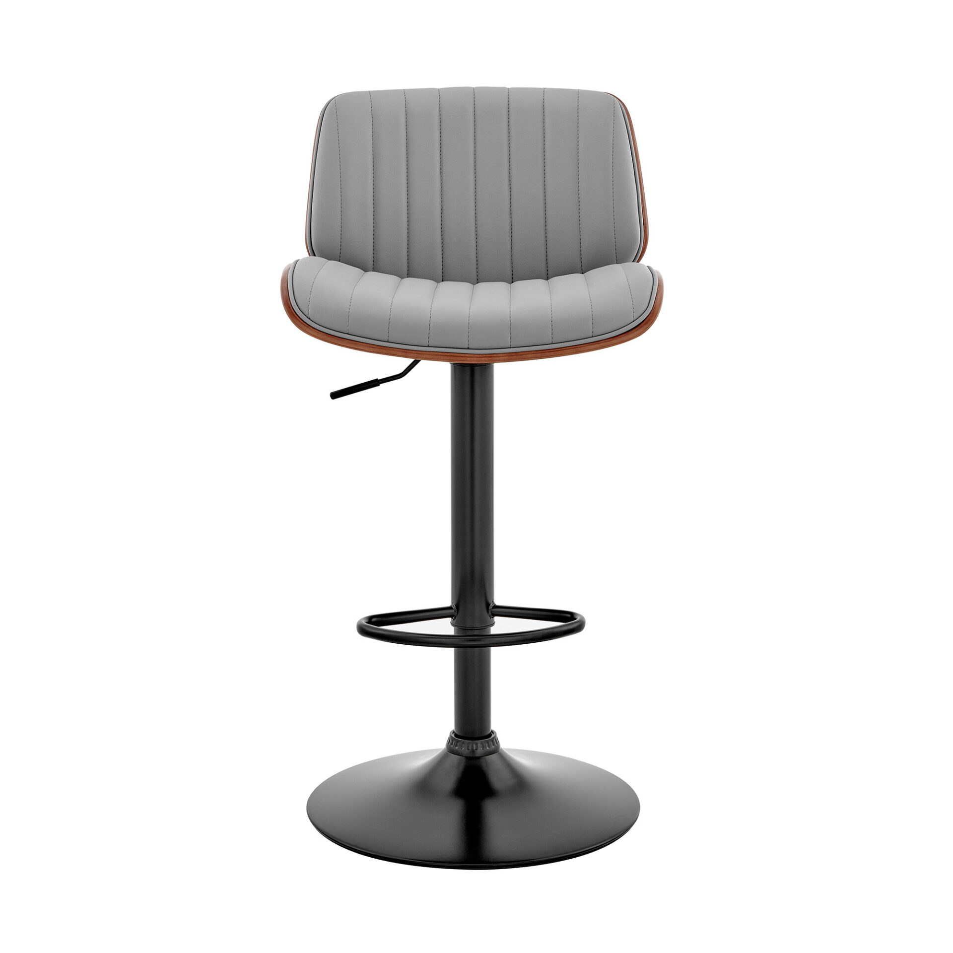 24” Adjustable Gray Faux Leather and Black Steel Bar Stool