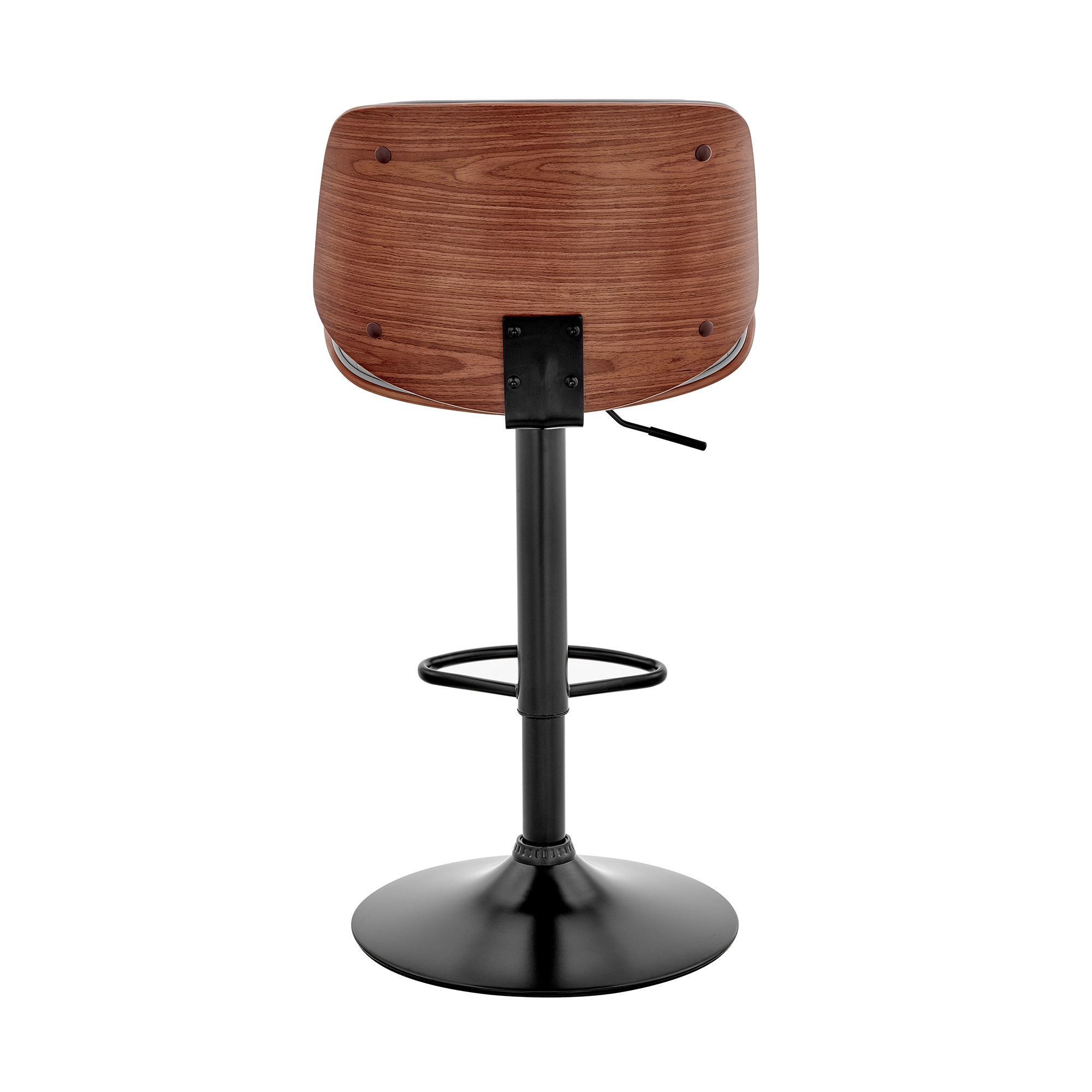 24” Adjustable Gray Faux Leather and Black Steel Bar Stool