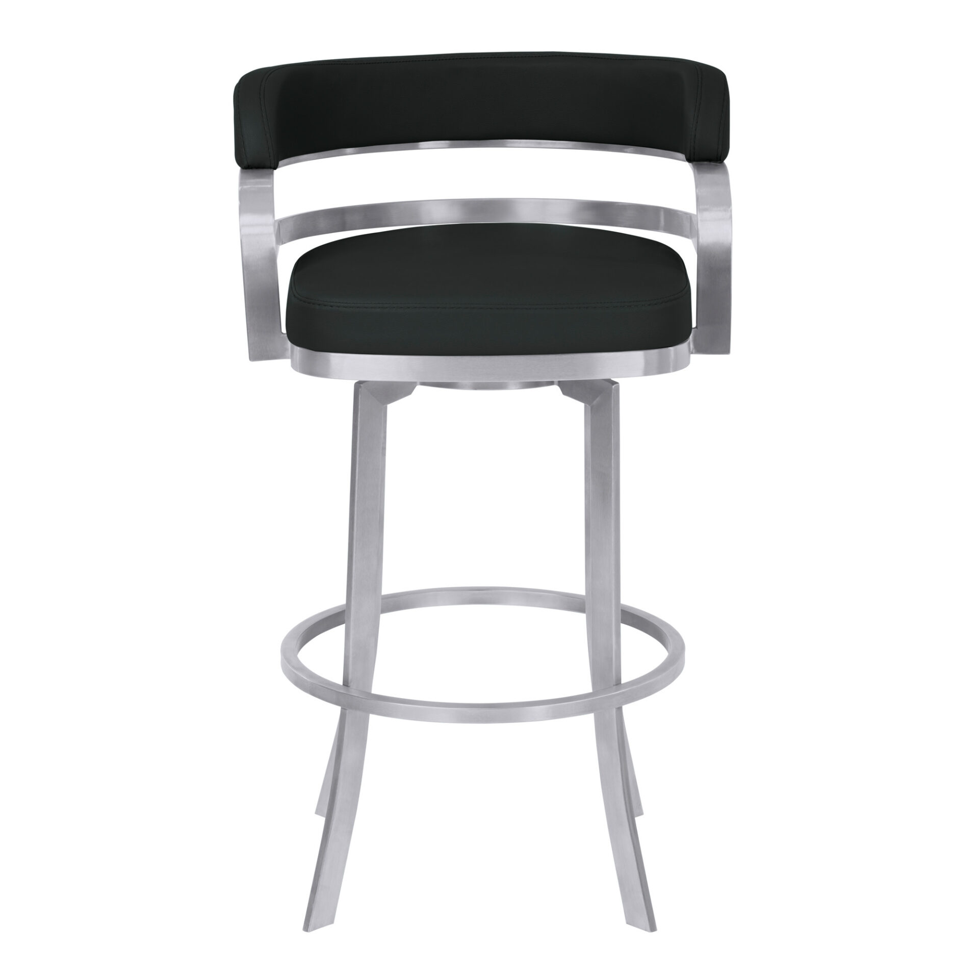 30 Inch Black Silver Faux Leather Swivel Modern Bar Stool - Image 3
