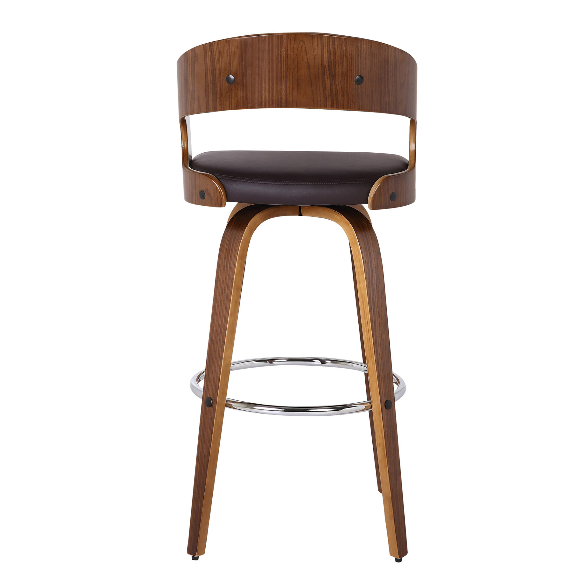 26” Brown Faux Leather Swivel Counter Height Bar Stool - Image 3