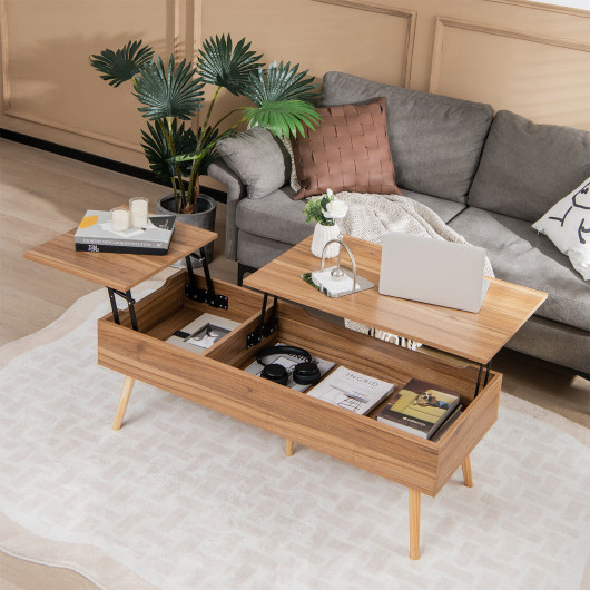 47 Inch Split Lift-Top Coffee Table with Hidden Storage