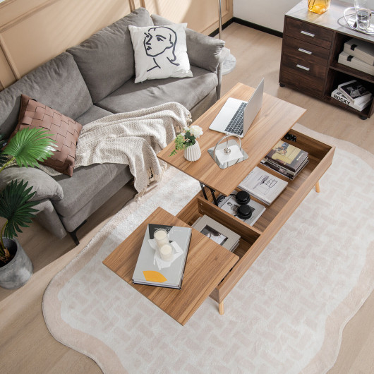 47 Inch Split Lift-Top Coffee Table with Hidden Storage