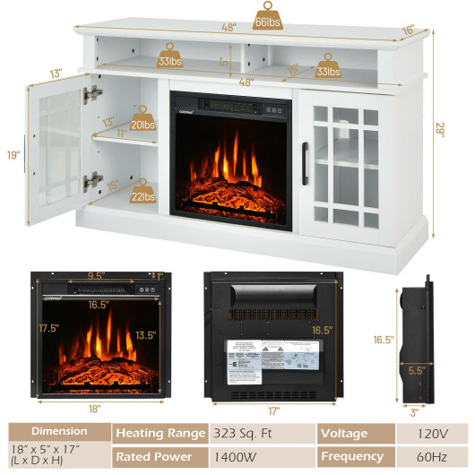 48 Inch Electric Fireplace TV Stand with Storage Cabinets - Image 19