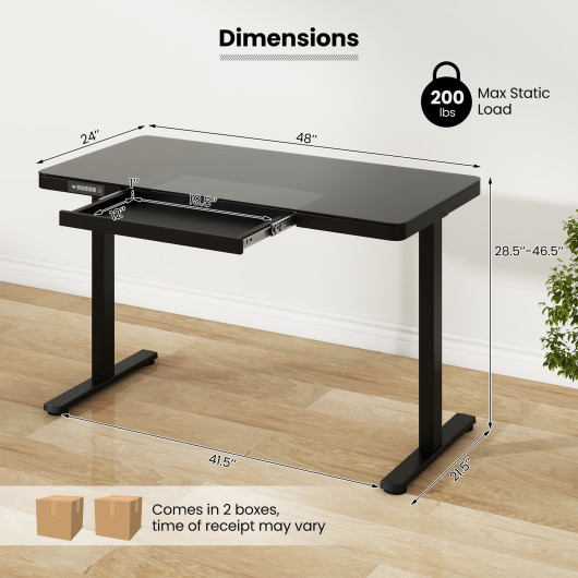 48 Inch Height Adjustable Electric Desk with USB Ports - Image 11