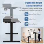 48 Inch x 24 Inch Height Adjustable Electric Standing Desk with Drawers and Monitor Shelf
