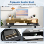 48 Inch x 24 Inch Height Adjustable Electric Standing Desk with Drawers and Monitor Shelf