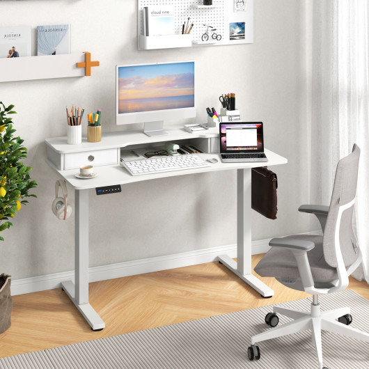 48 Inch x 24 Inch Height Adjustable Electric Standing Desk with Drawers and Monitor Shelf - Image 15