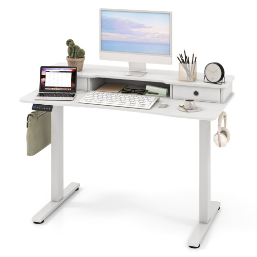 48 Inch x 24 Inch Height Adjustable Electric Standing Desk with Drawers and Monitor Shelf - Image 16