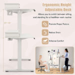 48 Inch x 24 Inch Height Adjustable Electric Standing Desk with Drawers and Monitor Shelf