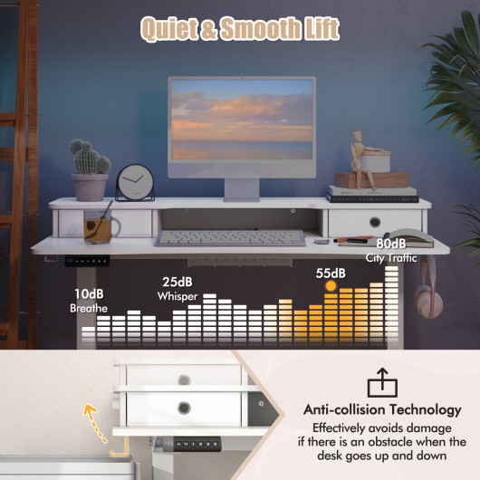 48 Inch x 24 Inch Height Adjustable Electric Standing Desk with Drawers and Monitor Shelf - Image 19