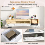 48 Inch x 24 Inch Height Adjustable Electric Standing Desk with Drawers and Monitor Shelf