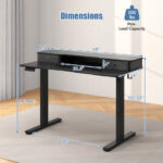 48 Inch x 24 Inch Height Adjustable Electric Standing Desk with Drawers and Monitor Shelf
