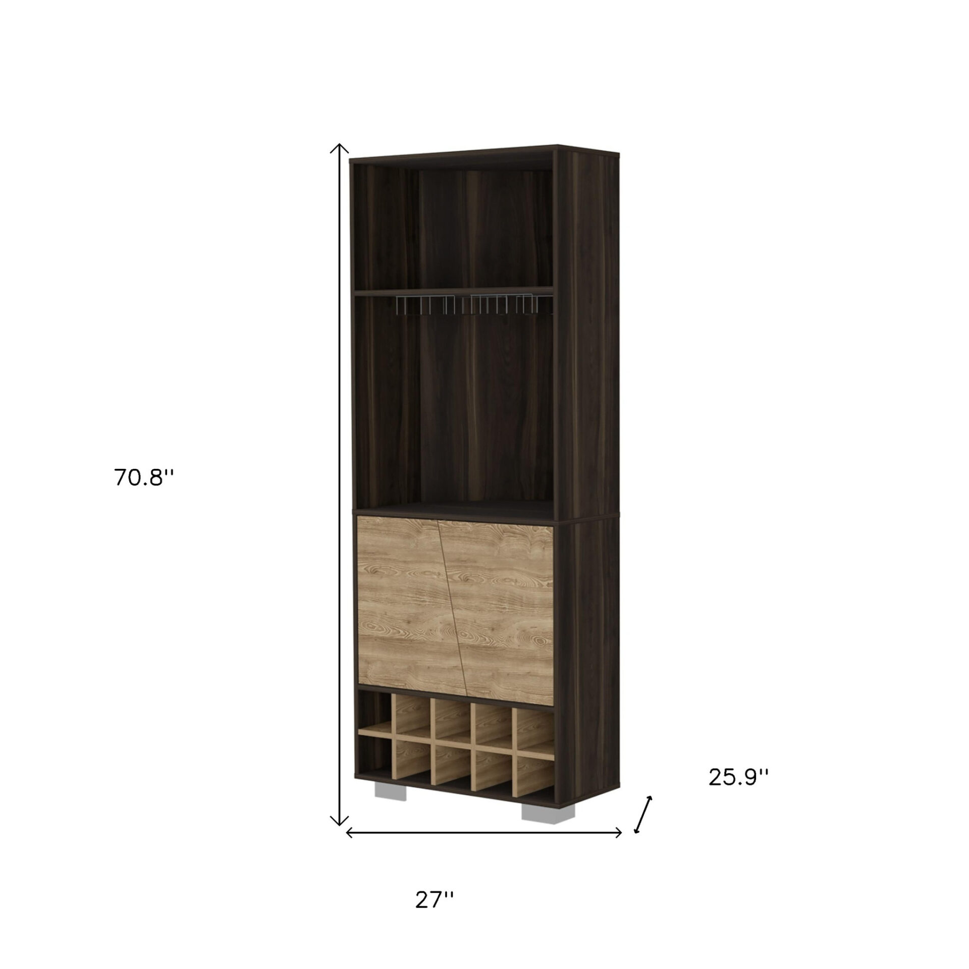 27 Inch Dark Brown Corner Bar Cabinet With Shelves - Image 6