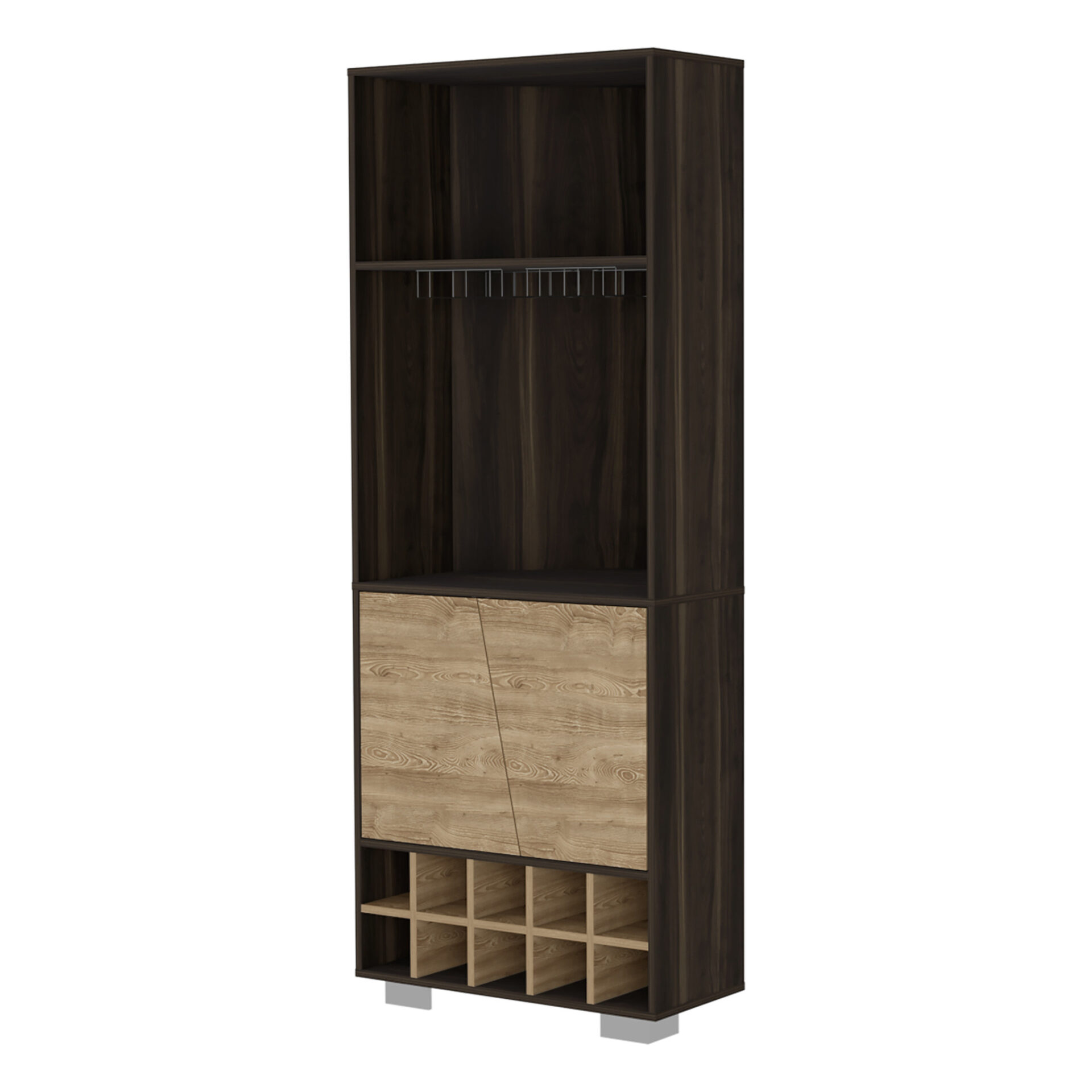 27 Inch Dark Brown Corner Bar Cabinet With Shelves