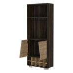 27 Inch Dark Brown Corner Bar Cabinet With Shelves