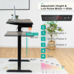 Adjustable 48 Inch Standing Desk with Keyboard Tray and Memory