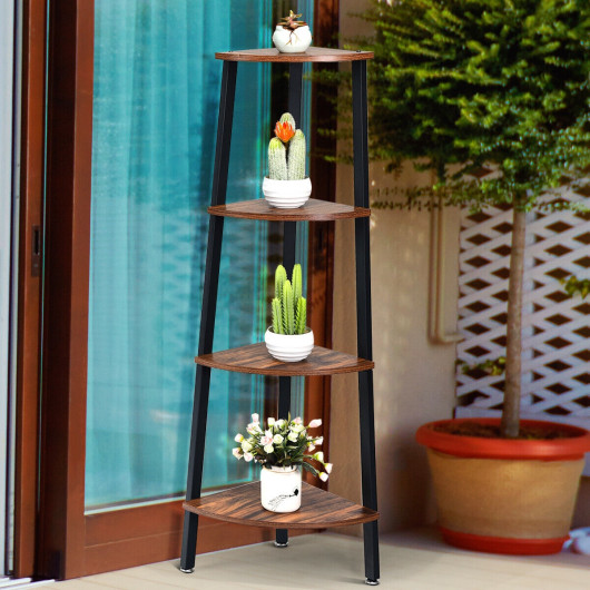 Industrial 4 Tier Corner Shelf Space-Saving Metal Storage Rack - Image 6