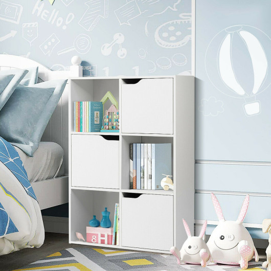 Modern 6-Cube Storage Cabinet with Open and Enclosed Shelves
