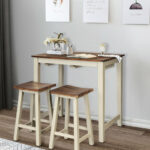 Space-Saving Counter Height Pub Table with 2 Stools (Set of 3)