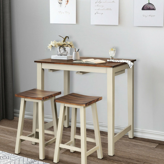 Space-Saving Counter Height Pub Table with 2 Stools (Set of 3) - Image 2
