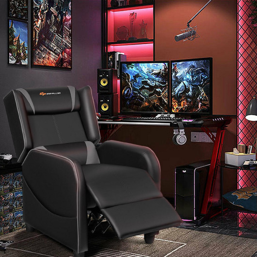 Gray Adjustable Massage Gaming Recliner Chair with Footrest and Storage