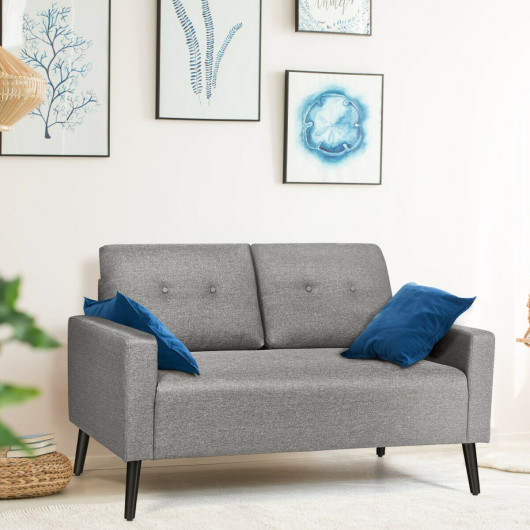 55 Inch Gray Modern Loveseat Sofa with Linen Cushion