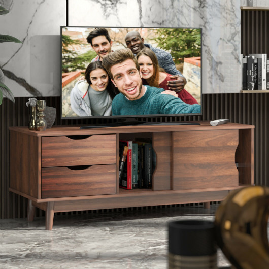 Walnut TV Stand with Storage for TVs up to 60 Inches