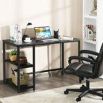 47 Inch Black Computer Desk with Adjustable Shelf
