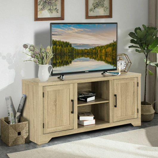 Rustic 58-Inch TV Stand with Storage and Adjustable Shelves
