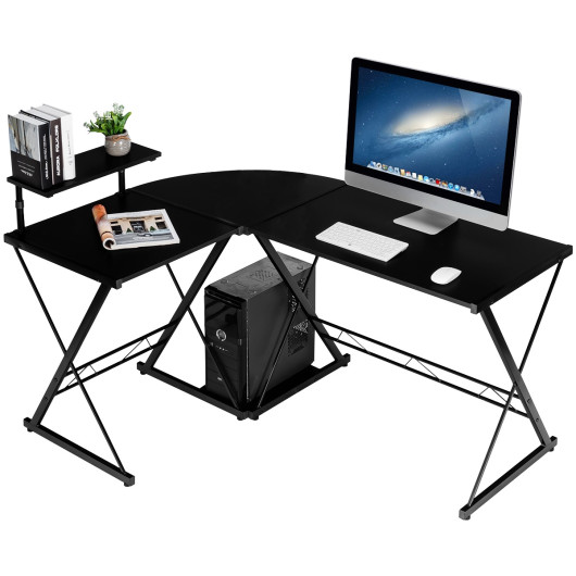 Space-Saving Reversible L-Shaped Desk with Shelf and CPU Stand - Image 7