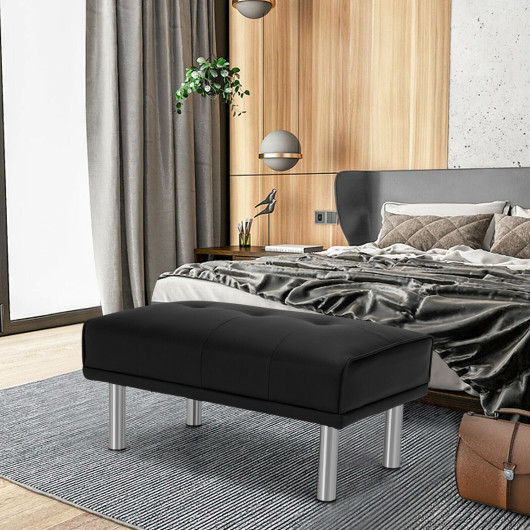 Tufted Ottoman Bench with Stainless Steel Legs for Living Room