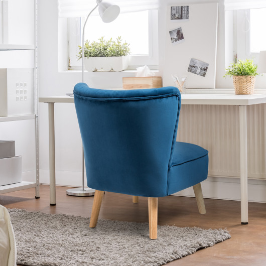 Velvet Upholstered Armless Chair with Wood Legs for Living Spaces