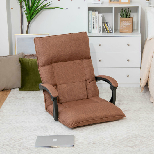 Adjustable 14-Position Floor Sofa Chair with Armrests and Pillow - Image 7