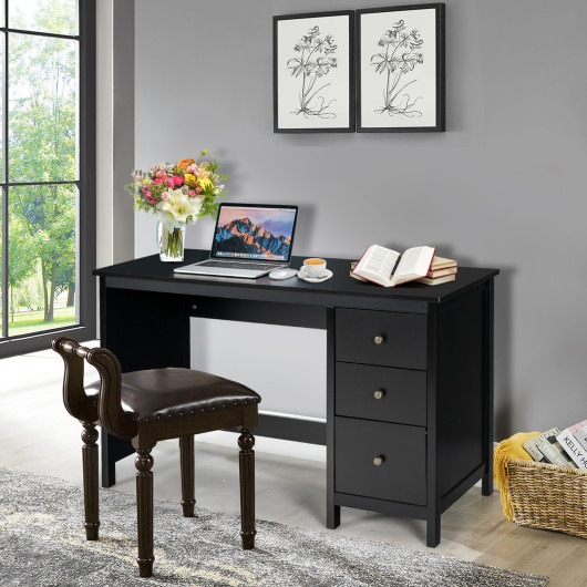 Ergonomic Computer Desk with Spacious Tabletop and 3 Storage Drawers