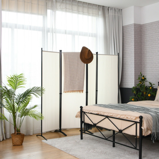 Foldable 4-Panel Room Divider with Durable Steel Frame