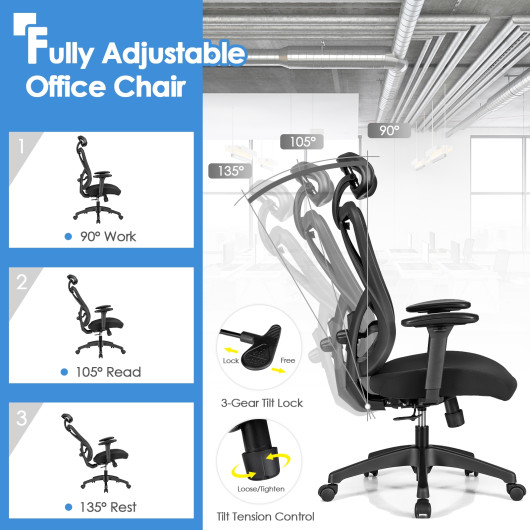 Ergonomic High Back Mesh Office Chair with Adjustable Lumbar Support - Image 7