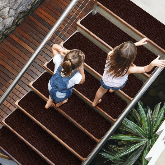 Non-Slip Washable Stair Treads Polyester Carpet Brown (Set of 15) - Image 7