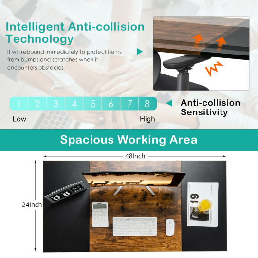 Adjustable 48 Inch Standing Desk with Keyboard Tray and Memory - Image 5
