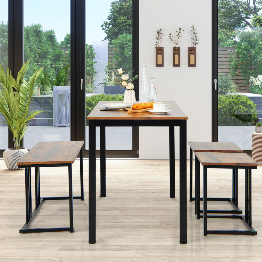 Industrial Dining Table Set with Bench and Stools for Four (Set of 4) - Image 2