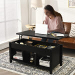 Lift Top Coffee Table with Hidden Storage and Open Shelves