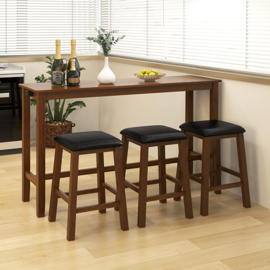 Counter-Height Bar Table Set with 3 Stools and USB Ports (Set of 4)