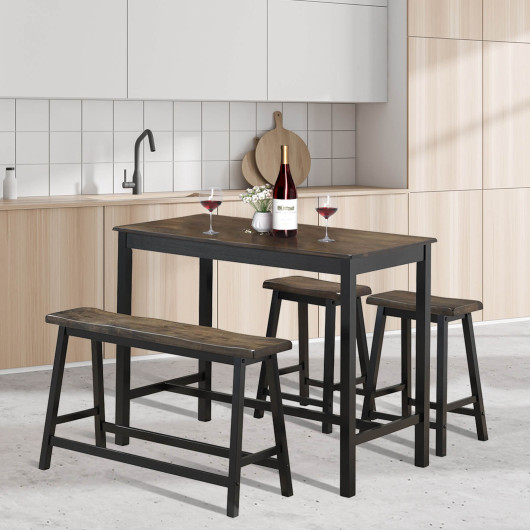 Solid Wood Counter Height Table Set with Bench and Stools (Set of 4)