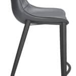 Dark Gray Faux Leather Counter Stools with Black Steel Legs (Set of 2)